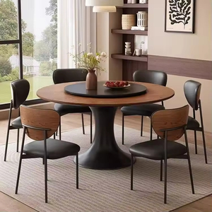 <span class=keywords><strong>Tavolo</strong></span> da Pranzo <span class=keywords><strong>Rotondo</strong></span> in Stile Francese Mid-Century, <span class=keywords><strong>Legno</strong></span> di Frassino Massiccio, Retrò Americano con Piano Girevole in Marmo, Arredamento per Cucina e Casa - Product Image 4