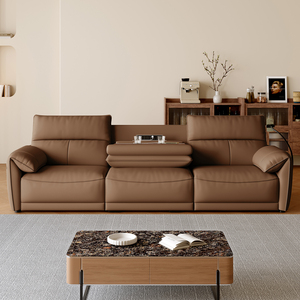 Sofá <span class=keywords><strong>Reclinable</strong></span> Eléctrico Marrón de <span class=keywords><strong>3</strong></span> <span class=keywords><strong>Plazas</strong></span>, Sofá de Cuero Moderno para Sala de Estar, Muebles de Ocio, Venta al por Mayor Directa de Fábrica - Product Image 3