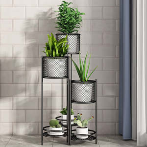 Support de fleurs cylindrique moderne en métal à 3 niveaux pour mariage, balcon, salon, étagère dorée pour plantes, présentoir à fleurs – Vente en gros - Product Image 3