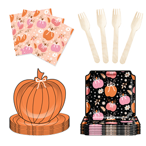 Juego de Platos y Servilletas de Papel para Fiesta de Acción de Gracias DAMAI, Kit de Vajilla Desechable con Decoraciones a Cuadros para 8 Personas - Product Image 6