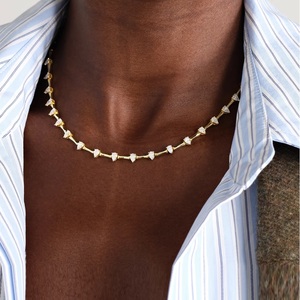 2025 새로운 골드 도금 패션 여성 보석 대나무 모양의 매력 라운드 눈물 드롭 CZ 체인 초커 목걸이 - Product Image 4