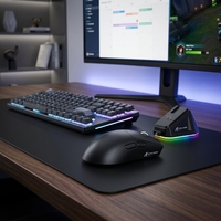 Mouse Gaming Nirkabel 2.4GHz, Ultra-Ringan, dengan Stasiun Pengisian Daya RGB untuk PC dan Laptop