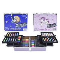 Ensemble de peinture à l'aquarelle pour enfants, 133 pièces, boîte en aluminium à trois couches, étui portable, certifié EN71, école primaire, art