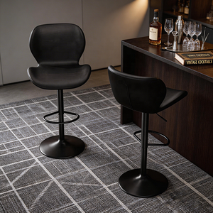 Tabourets de bar pivotants modernes et robustes en cuir PU, dossier rembourré, repose-pieds, <span class=keywords><strong>hauteur</strong></span> réglable, pour comptoir et repas en extérieur - Product Image 2