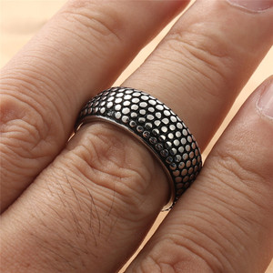 Men's <b>Titanium</b> Steel Polka Dot <b>Ring</b> Silver Retro Punk Style Geometric Design Gift Jewelry 16033 - Product Image 4