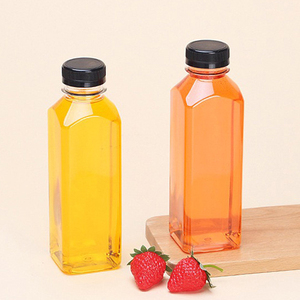 Bouteille de jus en plastique transparente personnalisée en gros, 10 oz, 12 oz, 14 oz, gobelet en plastique PET carré pour boissons avec couvercle - Product Image 2