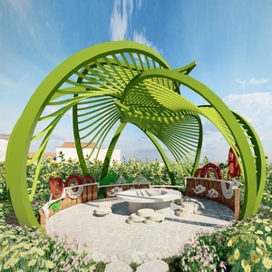 Pergola en acier inoxydable sur mesure, structure extérieure, sculpture métallique créative, aménagement paysager pour parcs et zones scéniques, résistante aux intempéries - Product Image 1