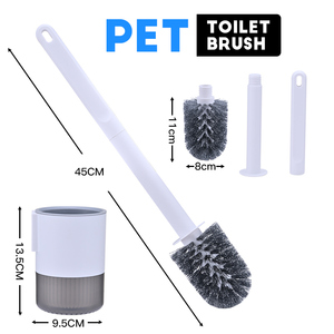 OKKiHOME Tiefenreinigungs-Toiletten bürste und Halter Toiletten schüssel mit langem Griff, Kunststoff halter Leicht zu verstecken, tropf fest - Product Image 6