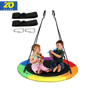 Zoshine Waterproof Saucer Tree Swing Set Outdoor Round Swing Adjustable Hanging Ropes Safe and Sturdy Swing for Children Park