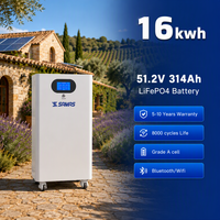 Armoire de batterie autonome 16 kWh 51,2 V 314 Ah LiFePO4 Hybride CAN pour l'alimentation de secours des petites entreprises et des commerces