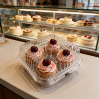 Scatola Trasparente per Pasticcini e Muffin con Vari Scomparti in PET Riciclato di Alta Qualità con Chiusura Sicura per Confezionamento