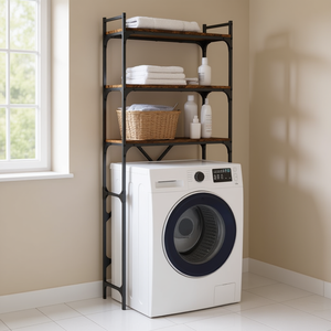 Estante para Lavadora de 26.4x9.8x64.2 Pulgadas, Madera de Roble Ahumado, 4 Niveles, Independiente, Ahorra Espacio, Almacenamiento para Baño - Product Image 2