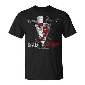 T-shirt vintage Dr Jekyll et Mr Hyde, design graphique noir, coupe unisexe - Product Image 1