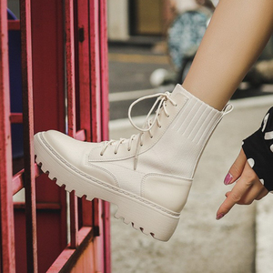 Bottines à talon bas épais tendance pour femmes, style chaussette - Product Image 4