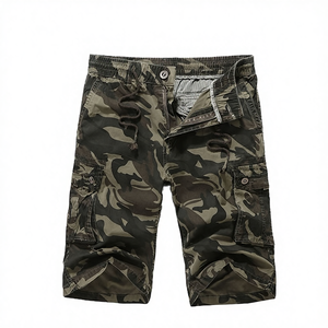 Shorts Cargo Camouflage Homme Chic et Formel à Taille Haute en Tissu Tricoté Respirant avec Fermeture Éclair - Product Image 4