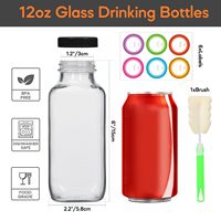 3 Packs de bouteilles d'eau en verre réutilisables de 12 oz 360ml pour le jus de lait Kombucha gingembre boisson verrerie sérigraphie