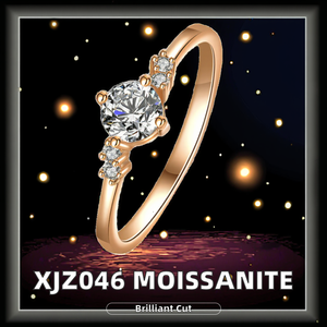 แหวนแต่งงานมอสซาไนต์ LIming XJZ046 0.50 กะรัต ทรงเอ็กเซลเลนท์คัท ชุบแพลตตินั่ม เงินสเตอร์ลิง ตัวเรือนแบบหนามเตย คลาสสิก - Product Image 2