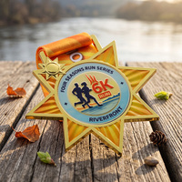 Médailles de course Marathon 6k en forme d'étoile, quatre saisons, en alliage de zinc, avec logo graphique de coureur en 3D, pulvérisation de couleur, médailles métalliques personnalisées