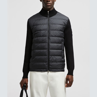 Ventes en gros de sweats d'hiver unisexes personnalisés en duvet, tricotés avec fermeture éclair, veste chaude pour homme, col montant, vestes en duvet tricotées