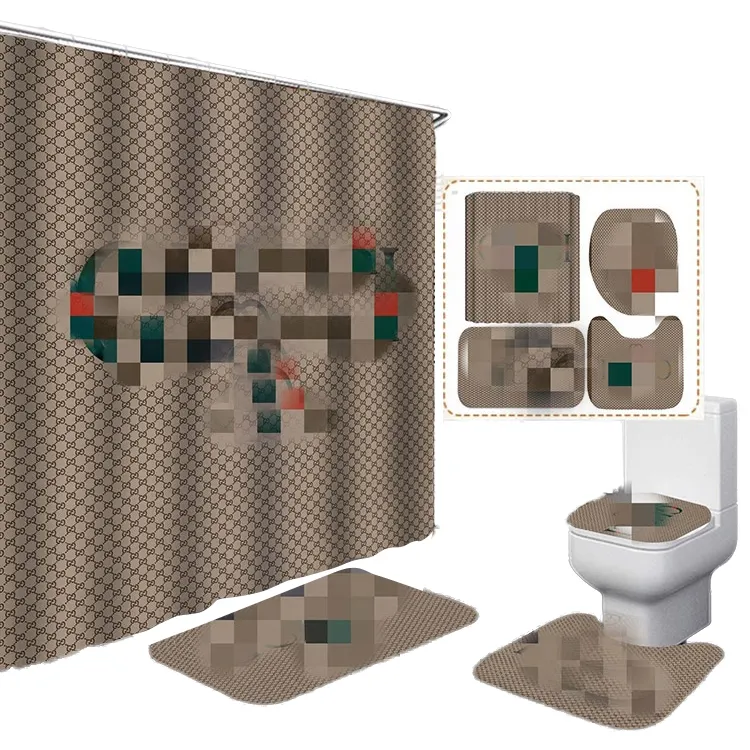 Customized Logo Design Home Hotel 3D Digital Print 4PCS Bathroom Shower Curtain Set For Halloween Decoration