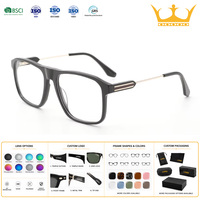 Bingkai Optik Profesional Desainer Minimalis Chic Trendy Campuran Logam Asetat Persegi Klasik Vintage untuk Penggunaan Sehari-hari di Kantor