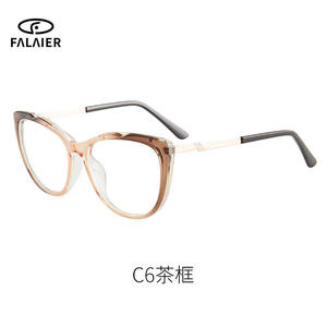 Monture de lunettes Falaier œil de chat, monture complète TR90, anti-lumière bleue, design artistique pour femme, verres noirs, matériau AC - Product Image 5