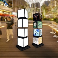 Boîte à lumière extérieure Shuntai, cube rotatif à 4 faces, 1-2 niveaux, panneau de menu, affiche remplaçable, boîte à lumière publicitaire LED