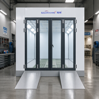 Cabine de peinture Longxiang LX3 personnalisée avec portes pliantes triples, four de cuisson automatique intégré, fenêtres de visualisation et rampes de chargement avant