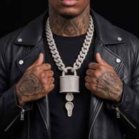 Nouvel Arrivage Collier Pendentif Cadenas et Clé en Argent Sterling 925 Moissanite Iced Out pour Hommes et Femmes, Style Streetwear et Usage Quotidien