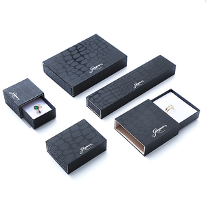 Luxury Black Crocodile Pattern Paper Jewelry Box Custom Color Drawer Pendant Packaging High Quality Gift Case