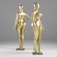 Mannequins de vitrine en fibre de verre pour vêtements féminins, modèles BBL, grandes tailles, corps entier, dorés, pour la vente