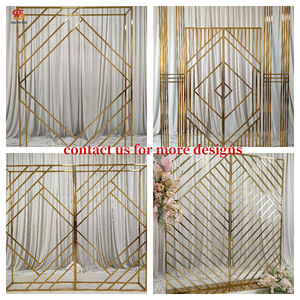 SMOOTH Customizable <b>Gold</b> Stainless Steel Geometric Rectangular Flower Frame Mirror Design Stand Removable Wedding <b>Decoration</b> - Product Image 3
