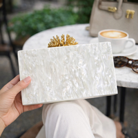 GZTRIPLEA Pochette de Soirée de Luxe Faite à la Main en Acrylique Doré Motif Floral, Sac à Main Personnalisé pour Femme avec Chaîne Bandoulière