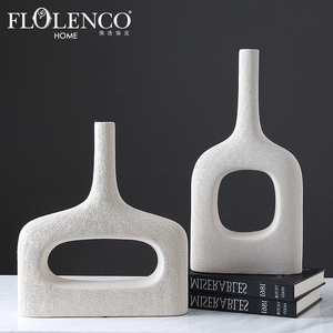 Europea China hogar Decoración hueco de partículas elegante <span class=keywords><strong>blanco</strong></span> jarrones boca pequeña florero para sala - Product Image 1