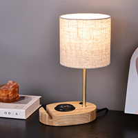 Lampe de table industrielle en manguier et toile, abat-jour de table moderne en bois d'acacia, vente en gros