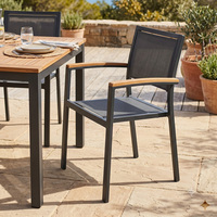 Uplion siège en aluminium respirant avec accoudoir en bois en plastique chaise de salle à manger de Patio extérieur