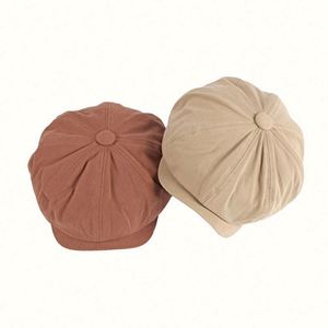 Wholesale Vintage Tweed <b>Flat</b> <b>Cap</b> Newsboy Beret Solid Color 8 Panel Unisex Polyester/Cotton Casual Sports Party Hats - Product Image 1