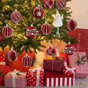 Hanging Burgundy Velvet <b>Christmas</b> <b>Tree</b> Bulbs & Balls Shatterproof Lighted Ornaments High Quality Lovely Plastic Decor - Product Image 2