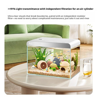 Aquarium domestique tout-en-un avec écran intelligent, filtre modulaire, éclairage LED, pompe à eau silencieuse et aquarium en verre carré ultra-clair