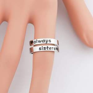 Anillos de mejores amigos personalizados, <span class=keywords><strong>Pinky</strong></span> Promise, espiral ajustable, anillo giratorio, siempre hermanas - Product Image 3