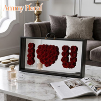 AM-PFE169 Ammy Roses éternelles préservées, je t'aime, boîte cadeau en acrylique miroir faite à la main, luxe, Saint-Valentin et fête des mères