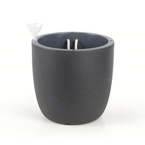 Huajin 13 Inch Sang Trọng Trang Trí Nhự<span class=keywords><strong>a</strong></span> Tự Tưới Nước Trồng Vườn Màu Grey Matt Lưu Trữ Cây Tú Cầu 33Cm Tự Tưới Nước - Product Image 1