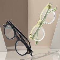 Lunettes rétro rondes en acétate unisexes, verres Anti-lumière bleue, monture TR90