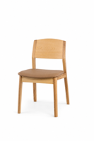 Chaise de salle à manger contemporaine en frêne nord-américain massif avec dossier incurvé pour cuisine et villa