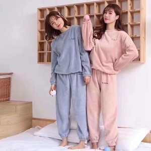 <span class=keywords><strong>Pigiama</strong></span> invernale in <span class=keywords><strong>pile</strong></span> di corallo Casual Plus Size da <span class=keywords><strong>donna</strong></span> con maniche lunghe con elastico in vita caldo - Product Image 4