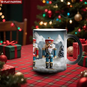 Frosted Black Ceramic Mug 11oz Heat Activated Color Changing Cup With <b>Nutcracker</b> Design - Product Image 2