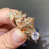 Bagues de fiançailles tendance en cuivre plaqué argent/or, style simple et audacieux, avec zircon, pour femmes et jeunes filles, pierre de naissance de juin, vente en gros mixte