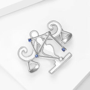 2025 nouveau Design les 12 signes du zodiaque épinglettes métal strass balance broches broche pour la décoration de chemise des femmes - Product Image 6