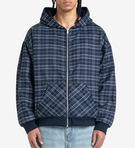 Fabricante de <span class=keywords><strong>Ropa</strong></span>, Sudaderas con Cierre Personalizadas para Hombre, Talla Grande, Gruesas, de Alta Calidad, con Doble Capa y Diseño a Cuadros - Product Image 3