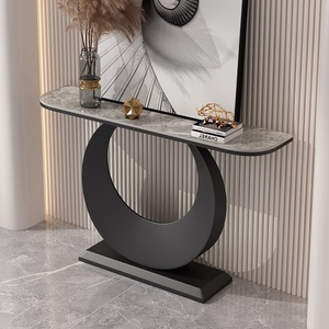 Meuble d'entrée moderne en métal de style italien avec plateau en ardoise, design de luxe léger pour salon et couloir - Product Image 1
